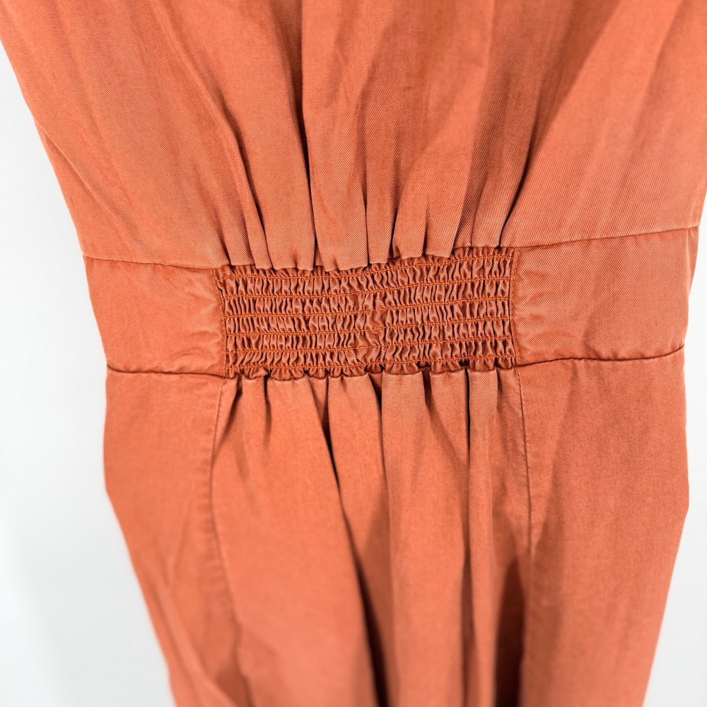 NEW Quince Vintage Wash Tencel Button Front Midi Dress Size L Terracotta Earthy - Picture 8 of 10
